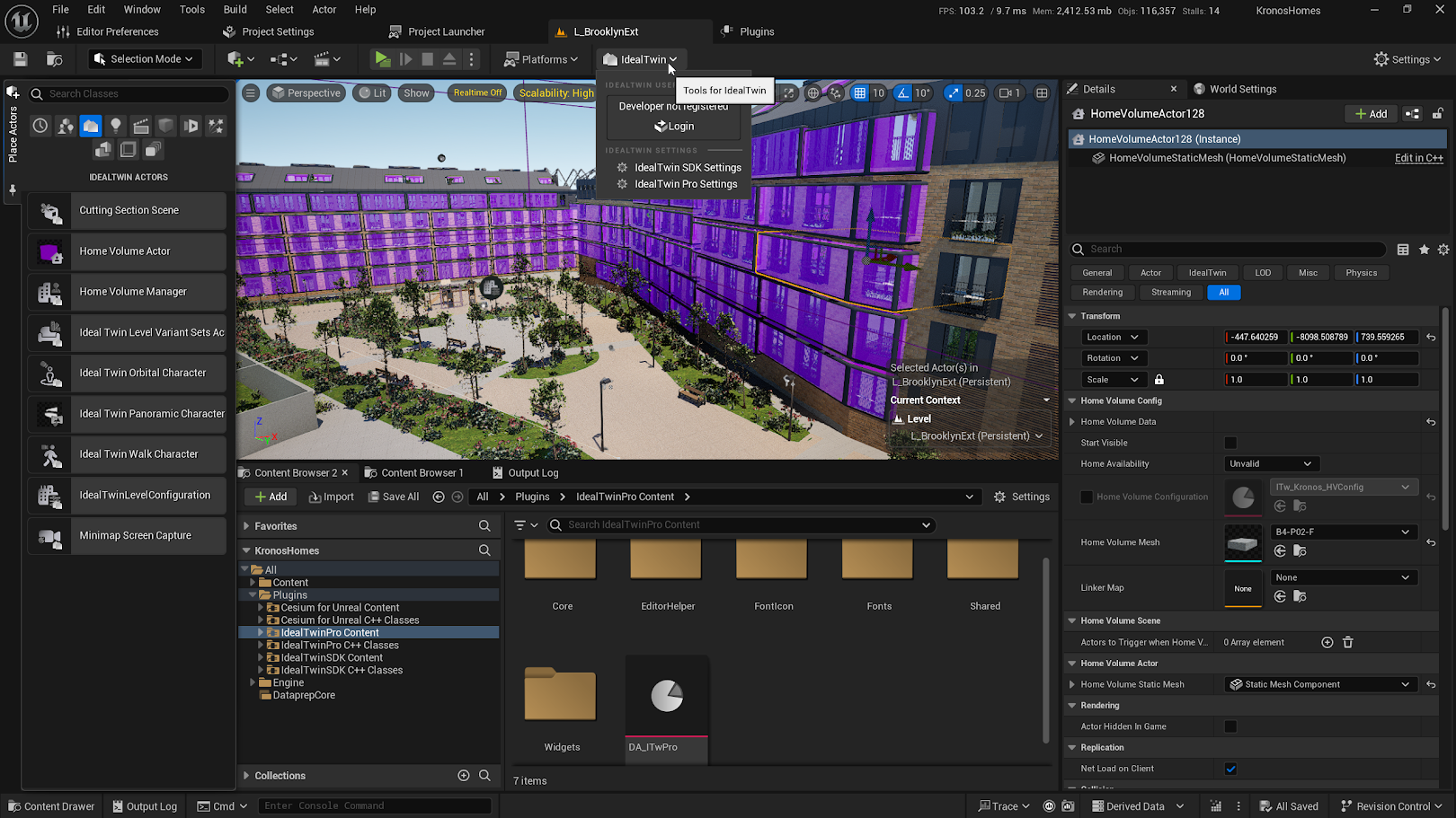 Unreal Engine editor integration for IdealTwin