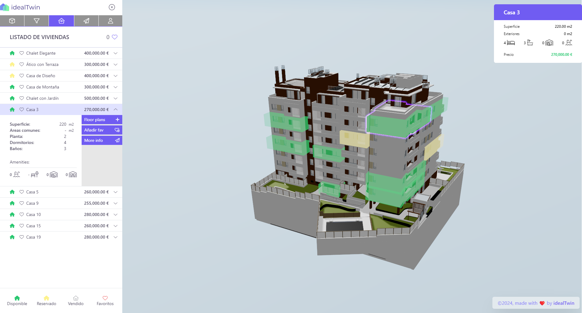 IdealTwin sales tools with 3D building viewer and unit filters